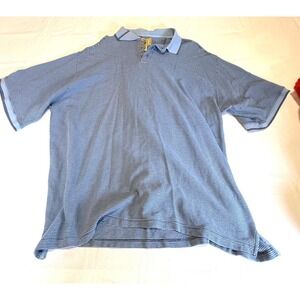 Joe Marlin Mens 2X Blue Striped Polo Shirt Rayon Cotton Short Sleeve